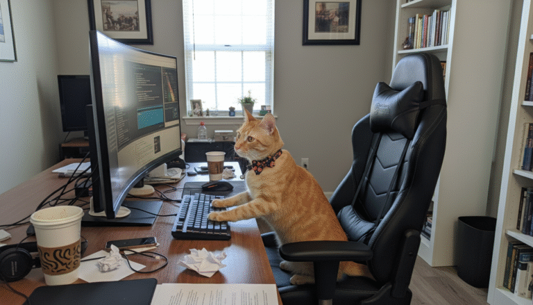 Thompson at a computer