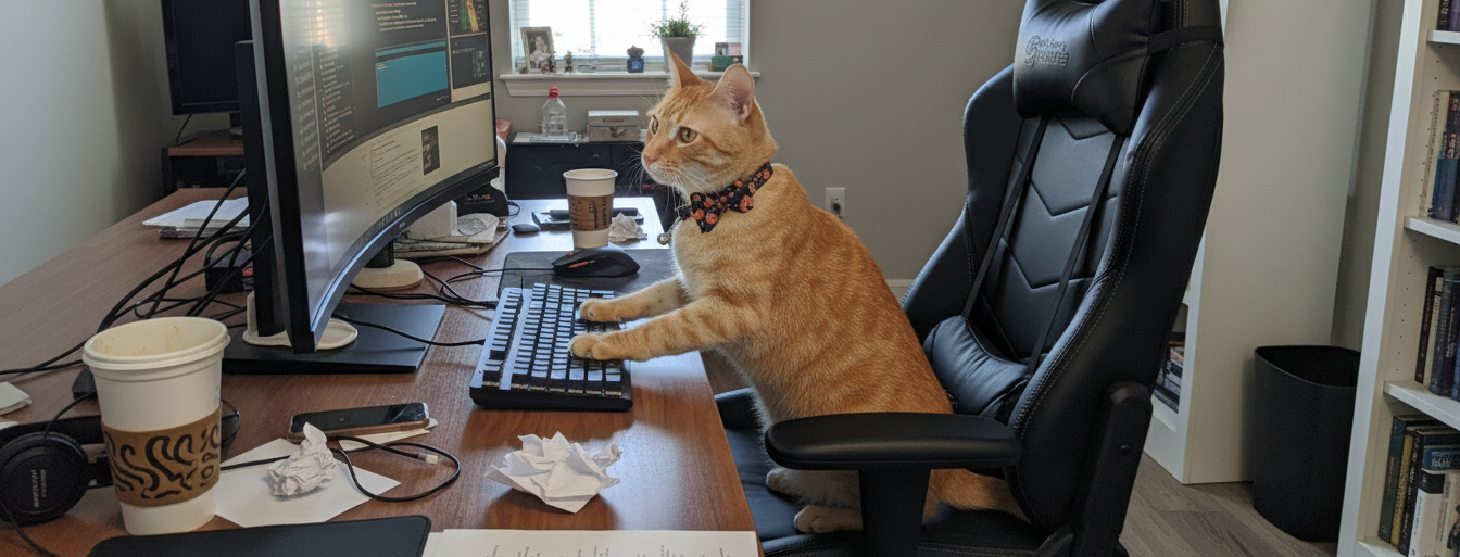 Thompson at a computer